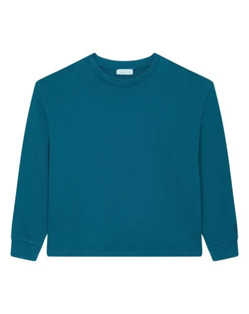 Sudadera Mila con cuello redondo en mezcla de algodón verde pato