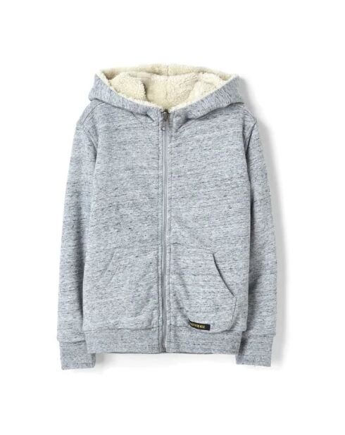 Sweat Zippé à Capuche Fourré Réversible Hooper gris