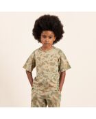 Khakifarbenes Tie & Dye-T-Shirt