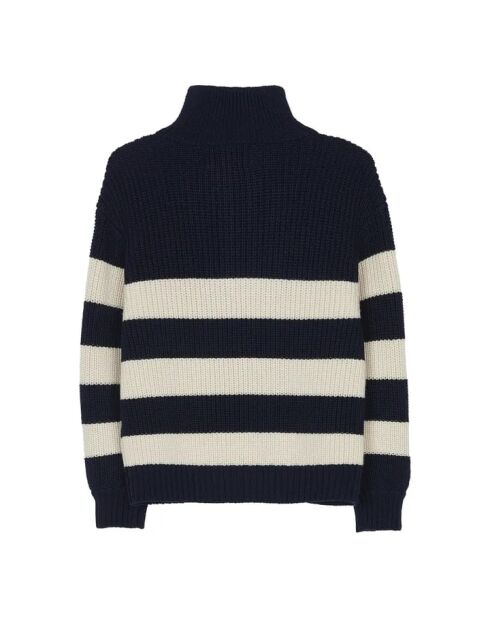 Pull en Laine mérinos Sasha bleu/écru