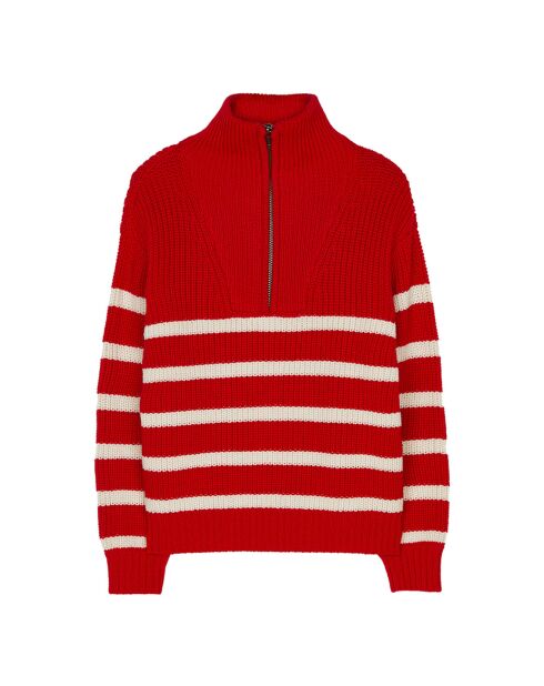 Pull en Laine mérinos Sasha rouge/ecru