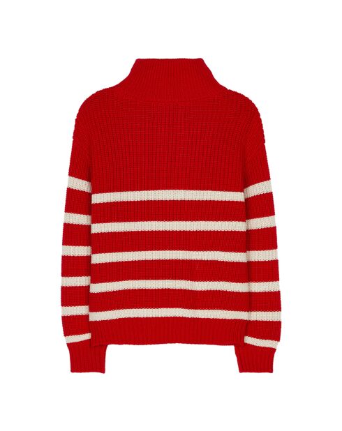 Pull en Laine mérinos Sasha rouge/ecru
