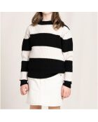 Pull en Laine Merinos mélangée Michel noir/blanc