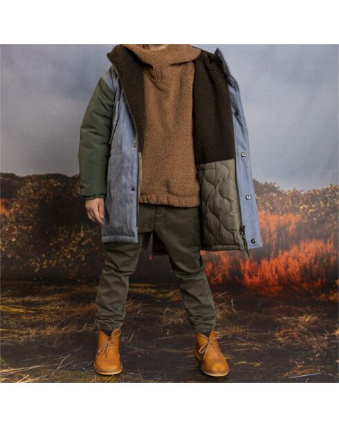 Pantaloni chino con vita elasticizzata in vita da skater verde kaki