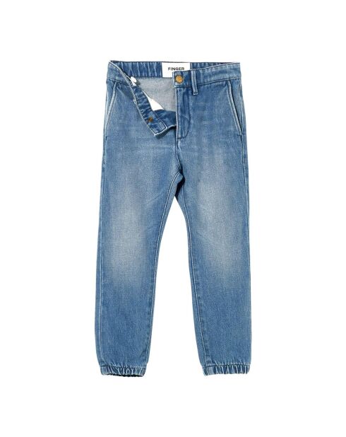 Pantaloni chino blu in jeans skater con vita elasticizzata