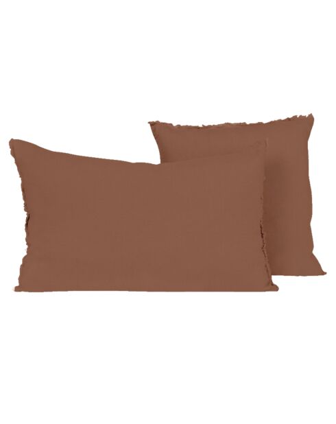 Taie d'oreiller en Lin & Coton Limy mocaccino - 80x80 cm