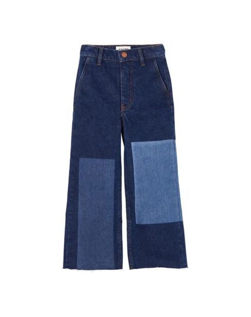 Jeans corti in cotone patchwork blu Charlie