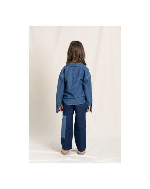 Jean en coton Cropped Patchwork Charlie bleu