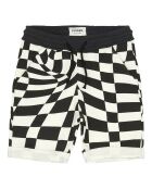 Nuovi pantaloncini estivi in cotone nero con motivo scozzese