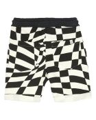 Nuovi pantaloncini estivi in cotone nero con motivo scozzese