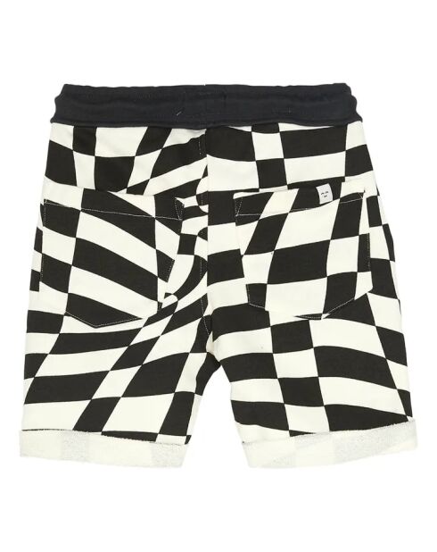 Short en coton New Grounded Carreaux Fleece Eté noir