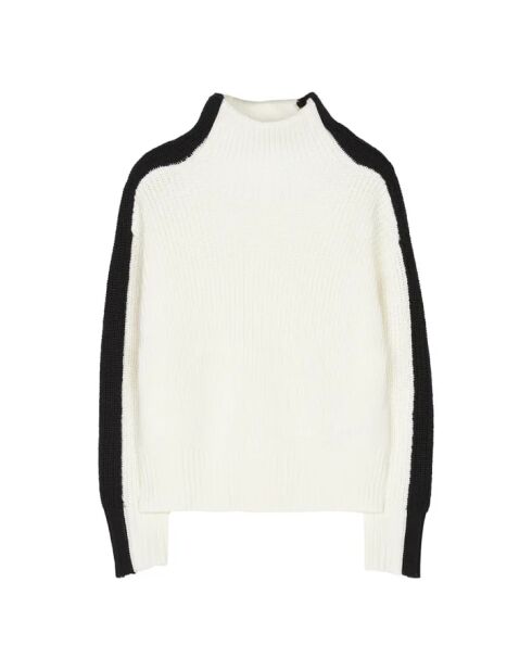 Pull 100% Laine Mérinos Lexy blanc/noir