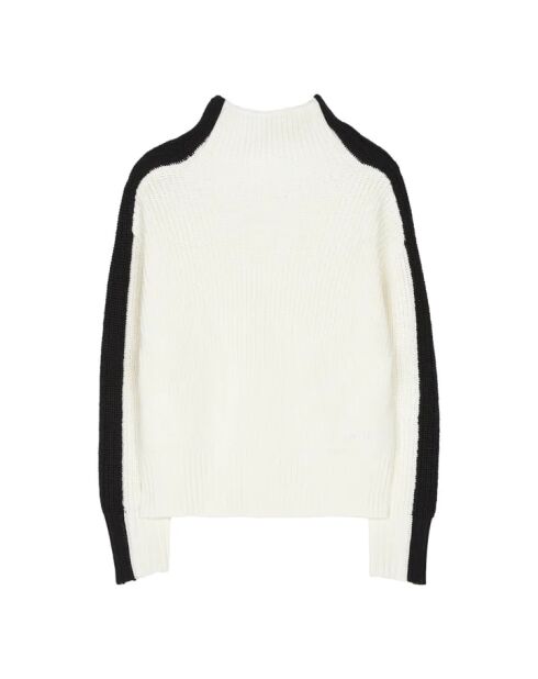 Pull 100% Laine Mérinos Lexy blanc/noir