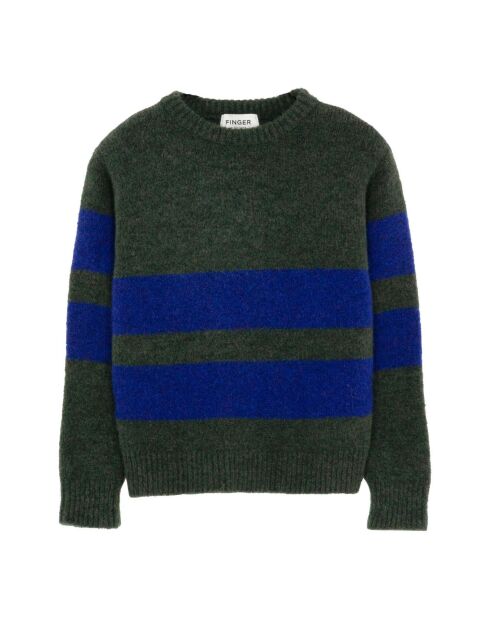 Pull Michael Rayé vert foncé