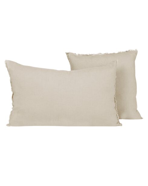 Funda de almohada Limy Natural de lino y algodón, 80 x 80 cm