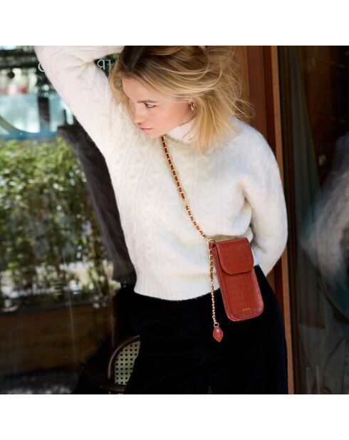 Chloé brick leren smartphonehoesje - 19,6x10x2,1 cm