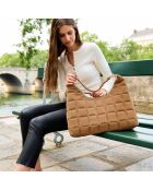 Zazie Schultertasche aus kamelfarbenem Leder - 45x25x16 cm