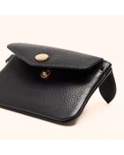 Cartera Miki de piel negra - 10,5x7,7x1 cm