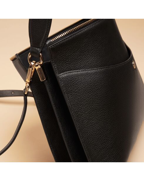 Maud Schultertasche aus schwarzem Leder - 340 x 236 x 76 mm