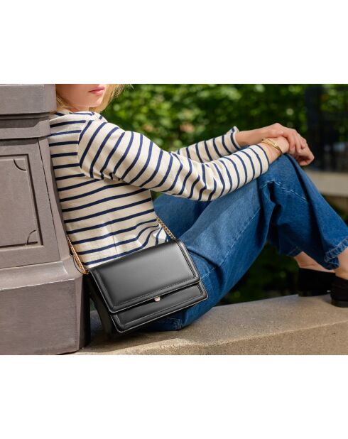 Schwarze Schultertasche Helene aus Leder - 254 x 154 x 55 mm