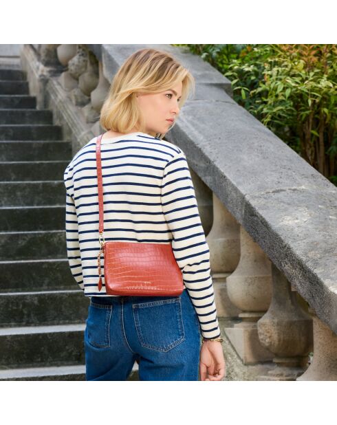 Borsa a tracolla Emma in pelle mattone - 21,7x15x4,3 cm