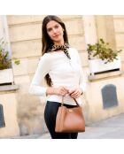 Bolso de mano Ada en piel avellana - 214 x 209 x 130 mm
