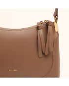 Denise Schultertasche aus taupefarbenem Leder - 23,5 x 15 x 8,5 cm