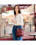 Borsa a secchiello Ninon in pelle bordeaux - 25,2x20,4x13,3 cm