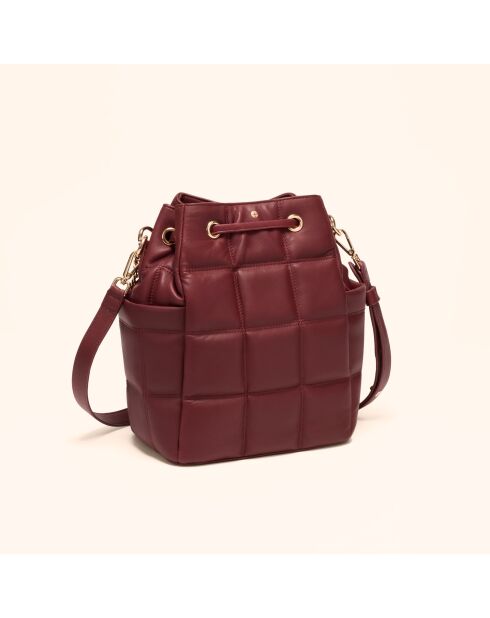 Borsa a secchiello Ninon in pelle bordeaux - 25,2x20,4x13,3 cm