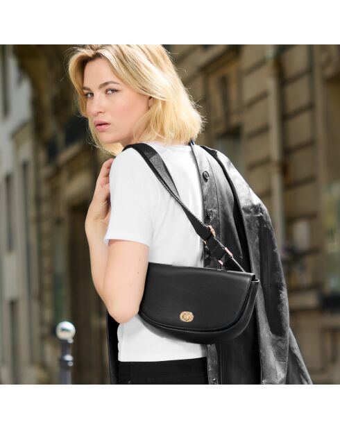 Claudia zwarte leren banaan - 272 x 152 x 50 mm