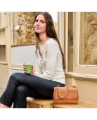 Schultertasche Paloma Pecan aus Leder - 21x14x6,5 cm