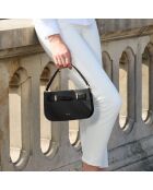 Ines schwarze Lederhandtasche - 23,5 x 13,7 x 5,6 cm