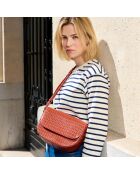 Schultertasche Albane Brick aus Leder - 24x17x8 cm