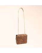 Schultertasche Léonie aus Leder mit Leopardenmuster - 19x16,5x6,5 cm
