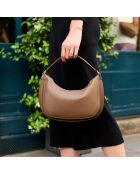 Borsa Ingrid in pelle taupe - 31,5x16,6x8 cm
