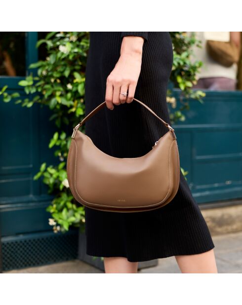 Borsa Ingrid in pelle taupe - 31,5x16,6x8 cm