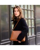 Schultertasche Maud aus cognacfarbenem Leder - 340 x 236 x 76 mm
