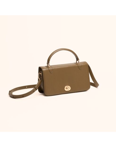Borsa a mano Sibel in pelle color seppia - 22x12x5,5 cm