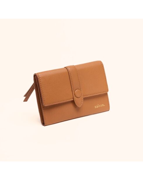 Cartera Olga de piel de nogal - 13x8x1 cm