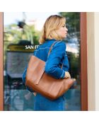 Tragetasche Magda aus Leder in Cognac, 285 x 270 x 130 mm