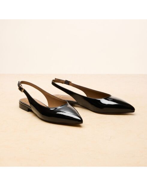 Ballerines slingback en cuir Séraphine noires