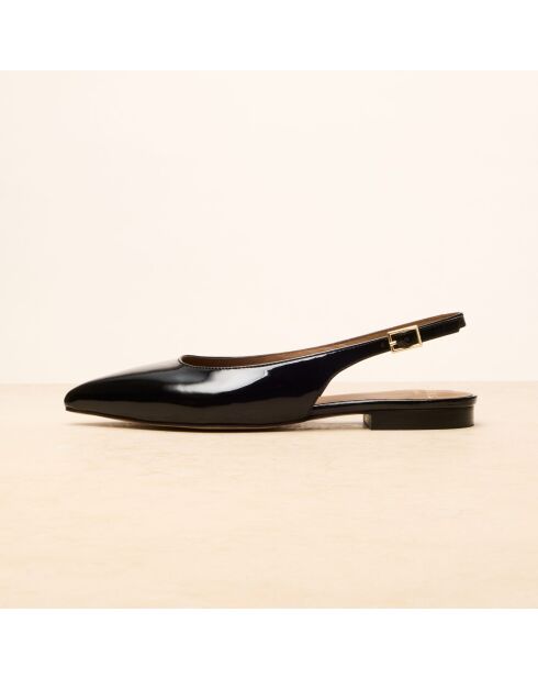 Ballerines slingback en cuir Séraphine noires