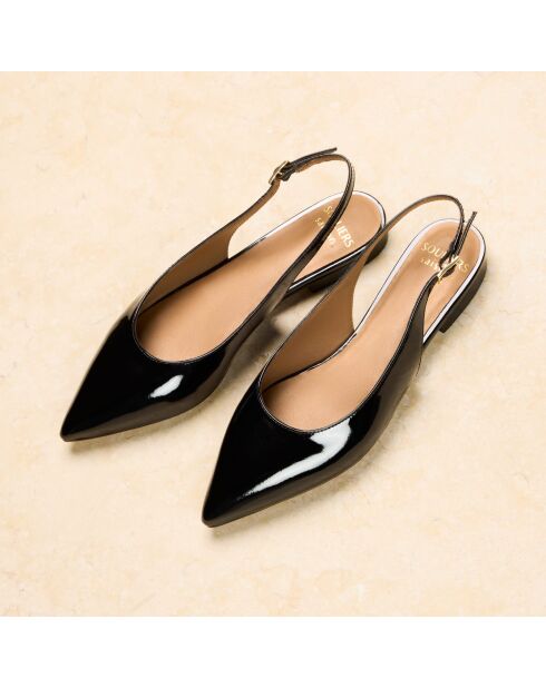 Ballerines slingback en cuir Séraphine noires