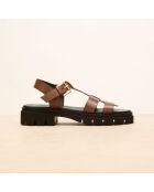 Sandalias Raphaëlle de piel marrón oscuro