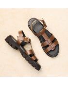 Sandalias Raphaëlle de piel marrón oscuro