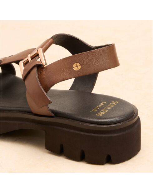 Sandalias Raphaëlle de piel marrón oscuro