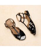 Schwarze Ledersandalen Anaëlle