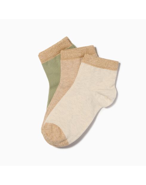 Confezione da 3 calzini bassi in cotone bicolore oro 2 multicolore