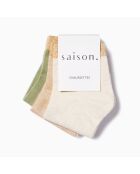 Packung mit 3 niedrigen Socken aus Baumwolle, zweifarbig, goldfarben, 2, mehrfarbig