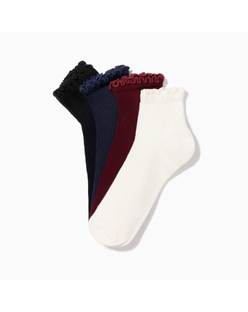 Confezione da 4 calzini multicolori in cotone increspato